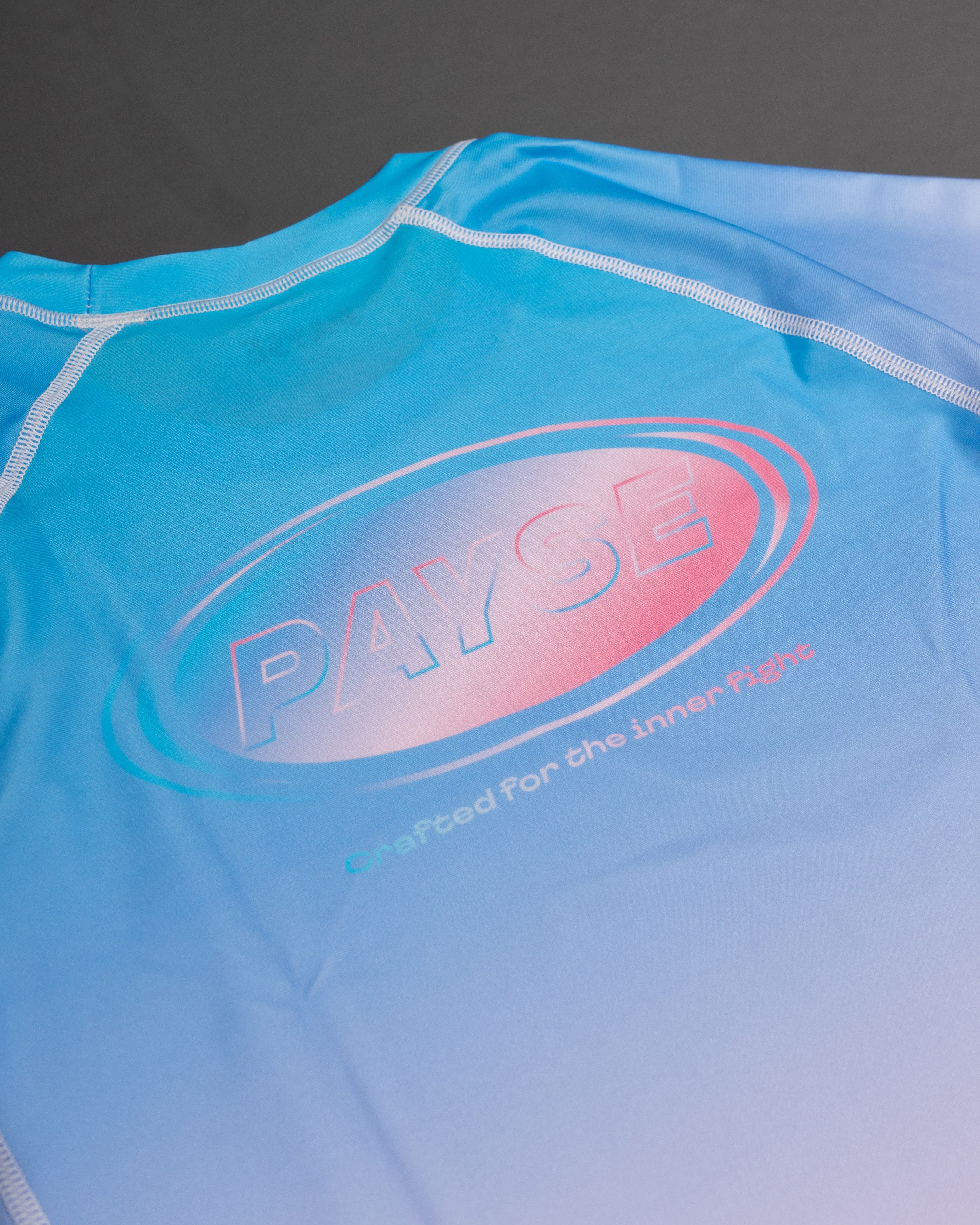PAYSE Solara Rashguard für Jiu-Jitsu – Nahaufnahme vom Payse Element auf dem Rücken vom Rashguard